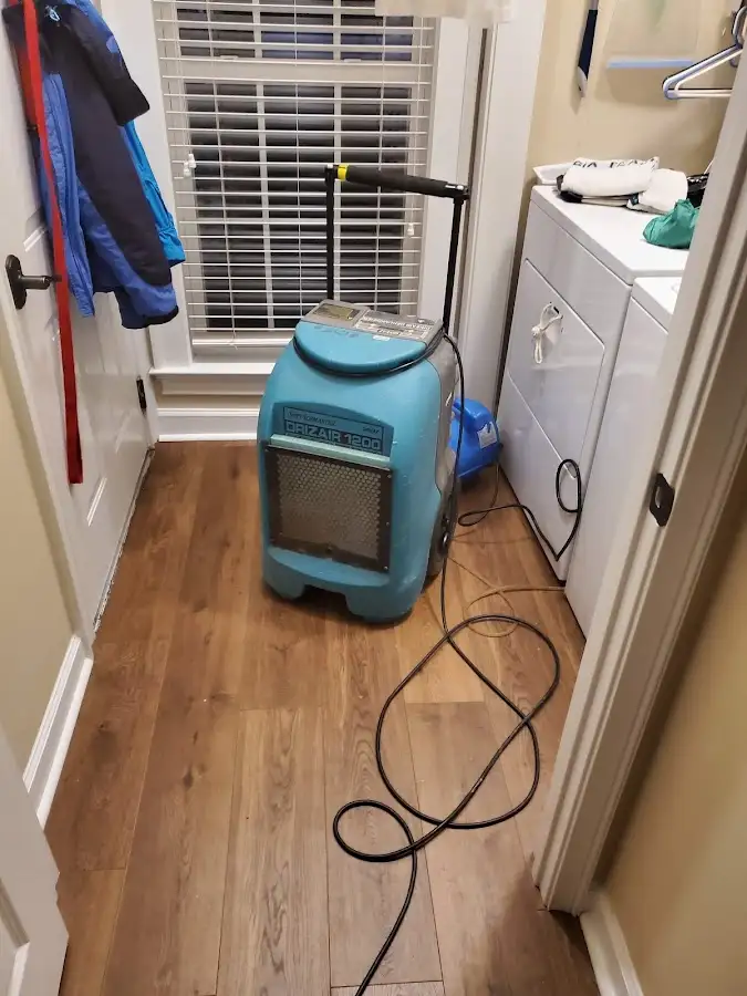 Commercial dehumidifier deployed for Flood Damage Cleanup in Cherry Hill